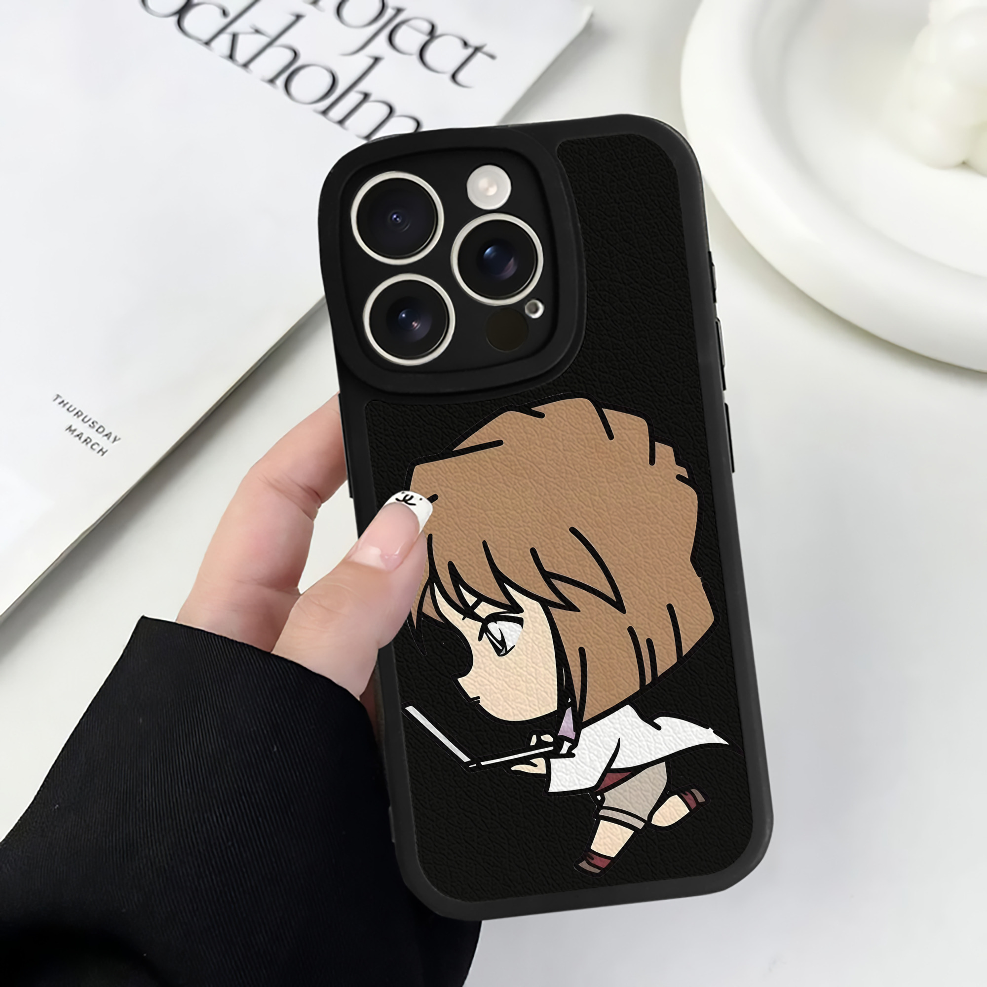 （画像用） 名探偵コナン 灰原 哀 はいばら あい Detective Conan Anita Hailey、Vi Graythorn Haibara Ai 【iPhone 16シリーズ対応】シリコンスマホケース（レザー調） 材質：シリコン